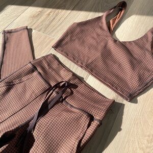 Aerie Brown Houndstooth Leggings and Top Set